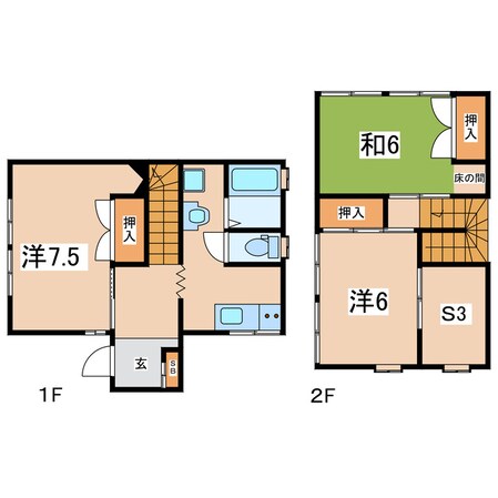 郡山駅 徒歩46分 1-2階の物件間取画像